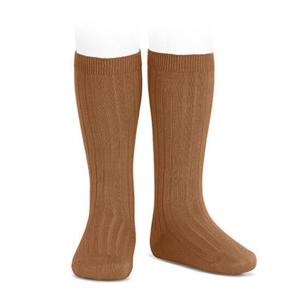 Ribbed Knee High Socks - Toffee 807