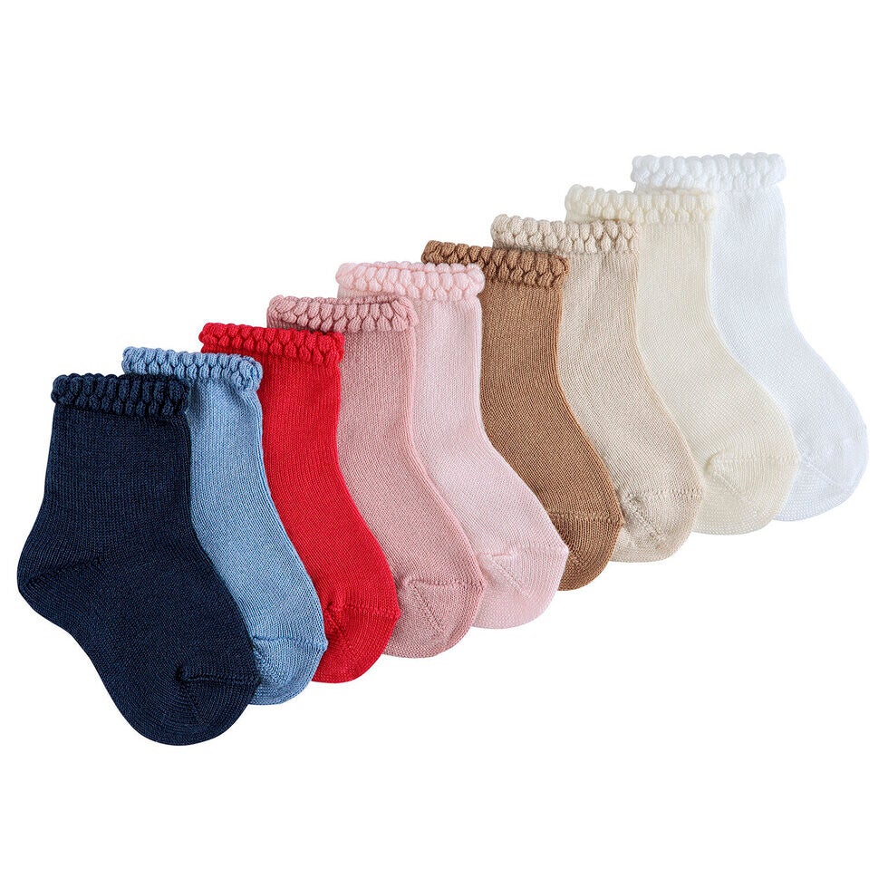 Patterned Cuff Short Socks - White 200