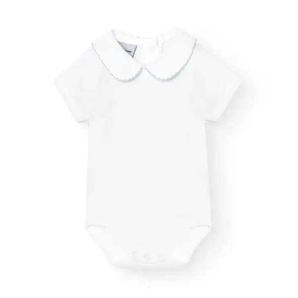 Babidu Pique Bodysuit  - Short Sleeve - Blue