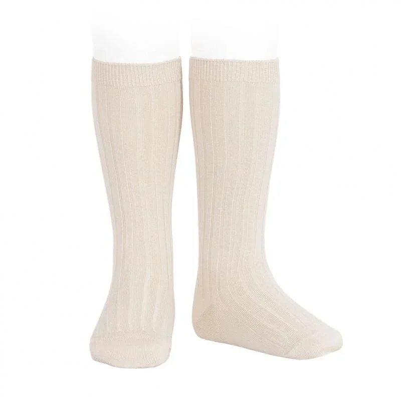 Ribbed Knee High Socks - Lino 304