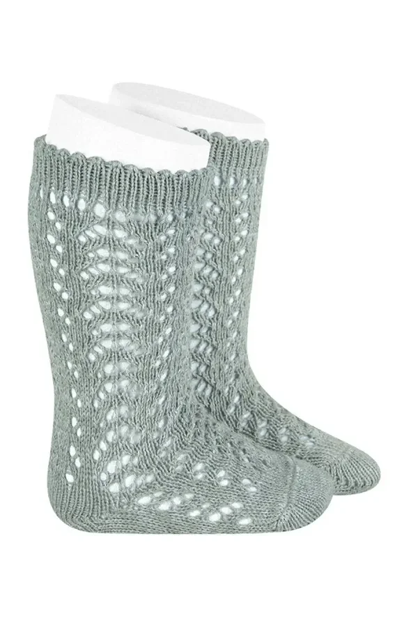Knee High Openwork Socks - Verde Seco 756