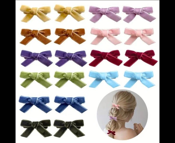 Mini Velvet Bow Clip (pair)