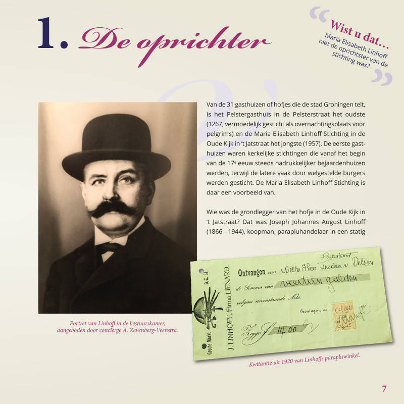 Pagina uit het jubileumboek 75 jaar Maria elisabeth Linhoff Stichting