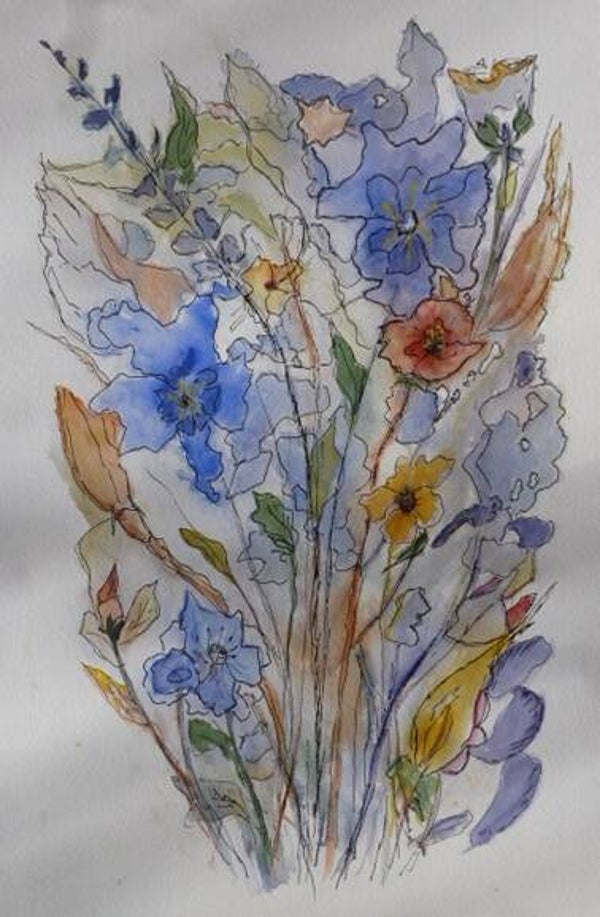 Bouquet bleu + feutre