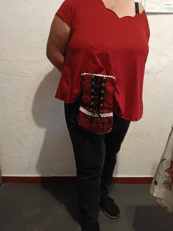 couvre poche stomie fécale et urinaire style corset jacquard