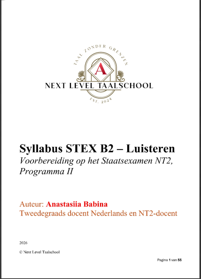 Syllabus STEX B2 – Luisteren Voorbereiding op het Staatsexamen NT2, Programma II