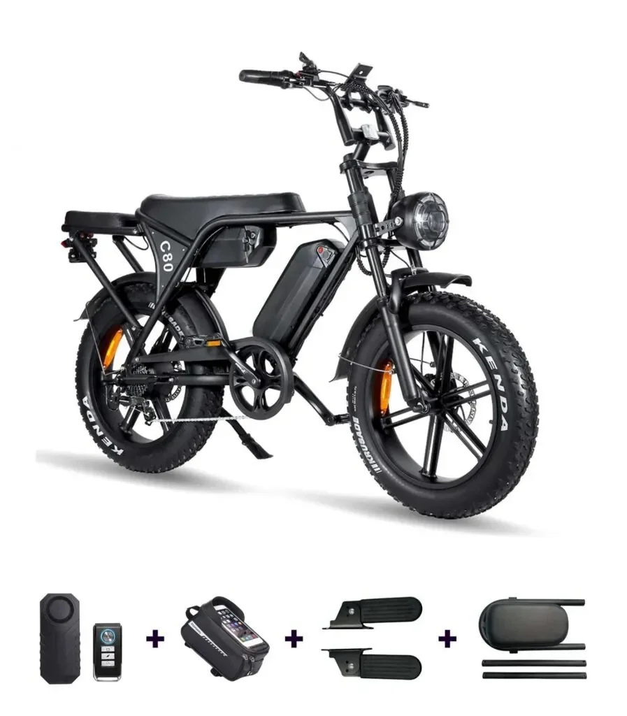 OUXI C80 (V8) Dubbele Accu + Alarmsysteem + Telefoontas + Achterzitje + Voetsteunen