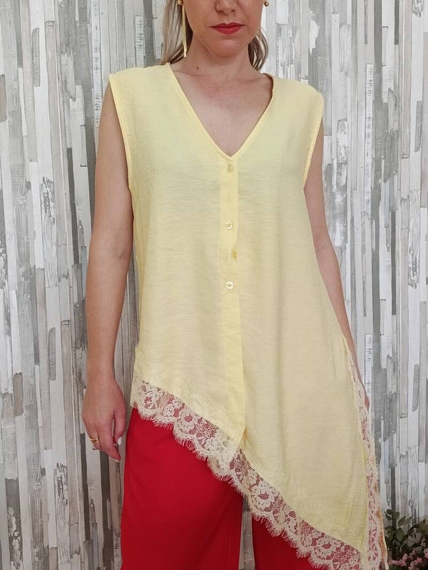 BLUSA AMARILLA ENCAJE
