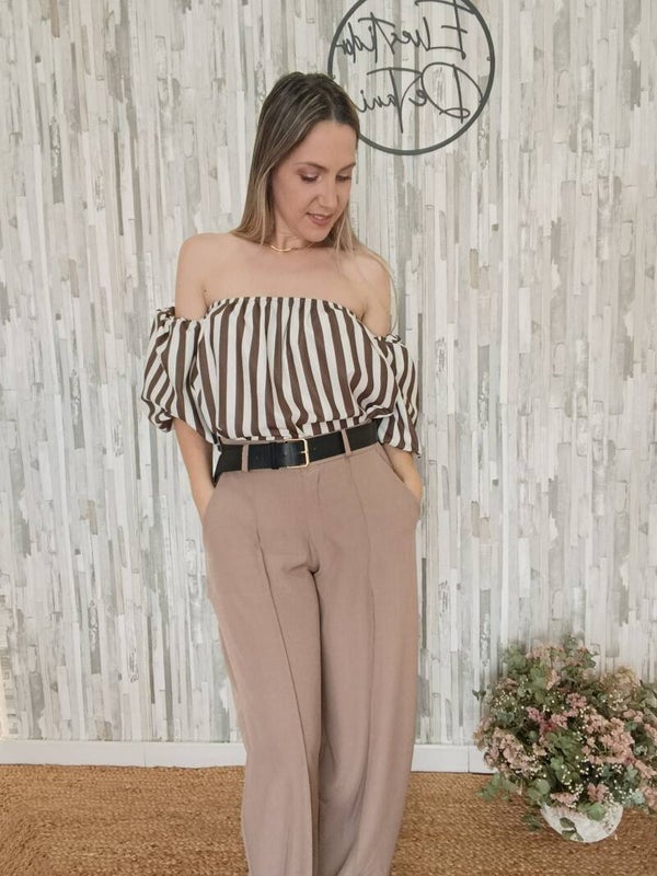 BLUSA RAYAS MANGAS ABULLONADAS