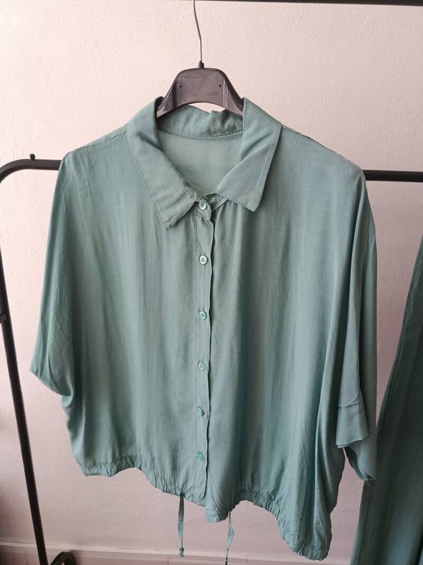 CONJUNTO BLUSA Y PANTALÓN VERDE AGUA