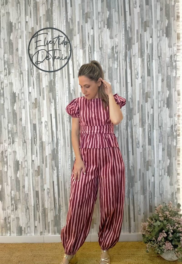 BLUSA RAYAS ROSA