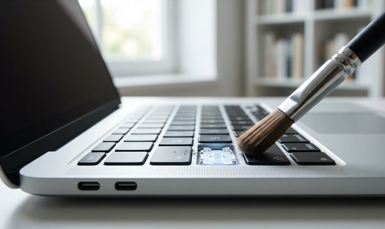 Computerhulp Veenendaal: specialist reinigt een trage laptop met aandacht voor detail.