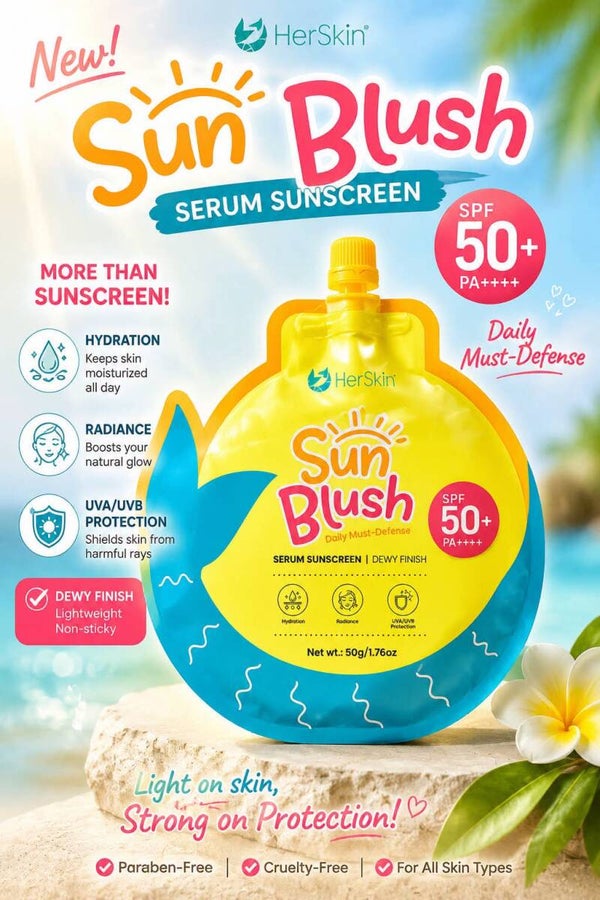 HERSKIN SUN BLUSH SERUM SUNSCREEN SPF 50+ PA++++ ☀️