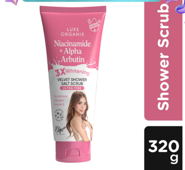 LUXE ORGANIX LUXE ORGANIX Niacinamide + Alpha Arbutin Velvet Shower Salt Scrub 320g