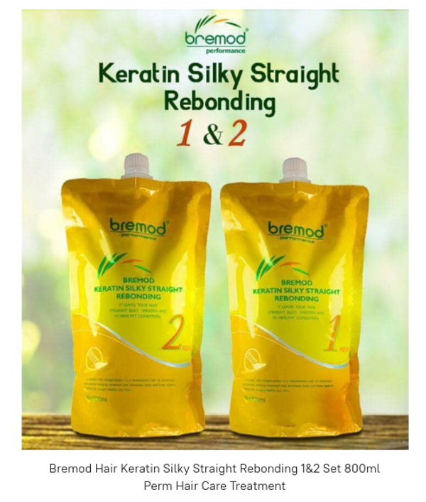 Bremod Hair Keratin Silky Straight Rebonding 1&2 Set Perm Hair Care Treatment - REBOND