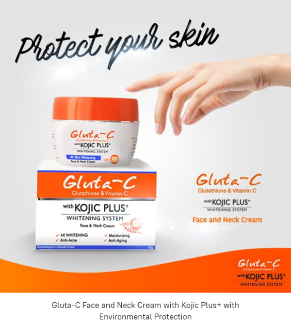 Gluta-C Face and Neck Cream Set with Kojic Plus+ with Environmental Protection combo