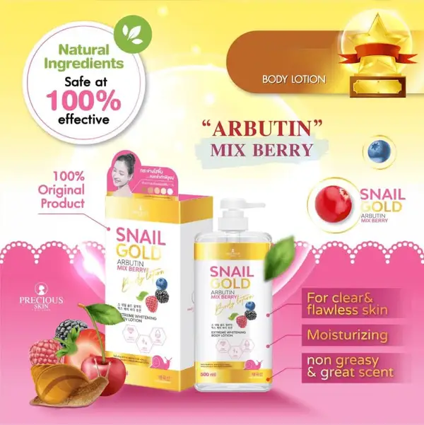 Precious Skin SNAIL GOLD Arbutin Mixed Berry Body lotion 500ML