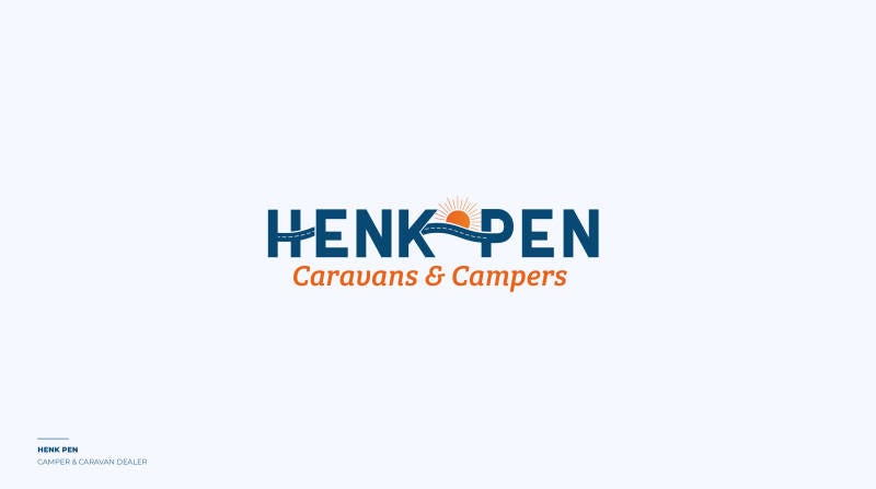 Logofolio, een greep uit de logo's en corporate identities voor diverse bedrijven, hier zie je het logovoorstel van Henk Pen Caravans & Campers