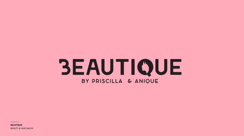 Logofolio, een greep uit de logo's en corporate identities voor diverse bedrijven, hier zie je het logovoorstel voor Beautique, beauty & hair salon