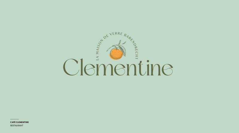 Logofolio, een greep uit de logo's en corporate identities voor diverse bedrijven, hier zie je het logovoorstel van Café Clementine