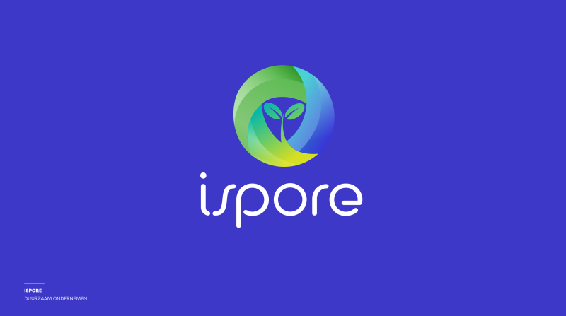 Logofolio, een greep uit de logo's en corporate identities voor diverse bedrijven, hier zie je het logovoorstel van Ispore, duurzaam ondernemen