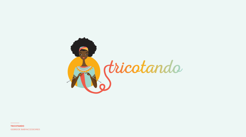 Logofolio, een greep uit de logo's en corporate identities voor diverse bedrijven, hier zie je het logo van Tricotando, gebreide babyaccessoires