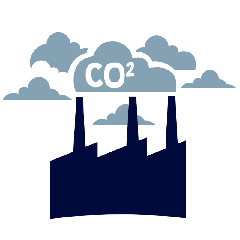 Verrijkt icoon van fabrieken die CO2 uitstoten