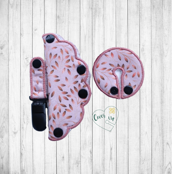 Set van g-tube cover extensie cover en tubie clip kleine blaadjes roze