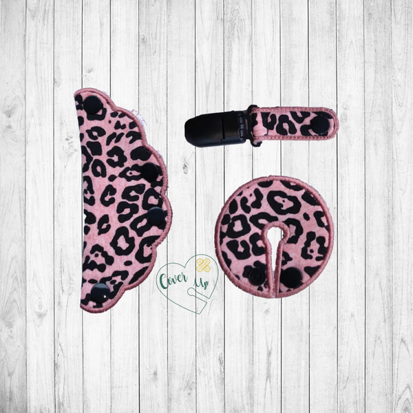 Set van g-tube cover extensie cover en tubie clip met panter print roze