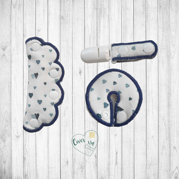 Set van g-tube cover extensie cover en tubie clip met blauw hartjes