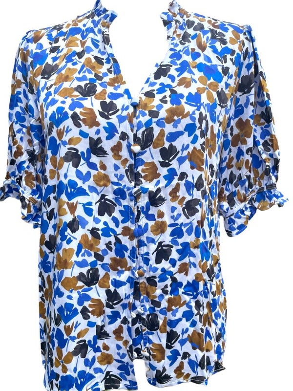 Blouse Cristal fleurie Bleu