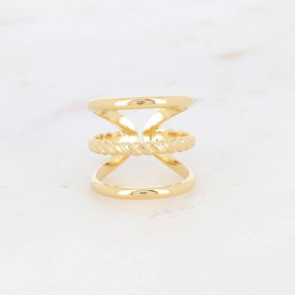 Bague large Mylee  anneau large avec 3 rangs doré