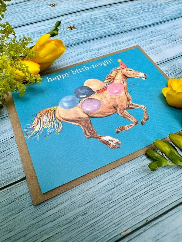 Horse Birthday Neigh Eco Friendly Card Colourful Funny Cute