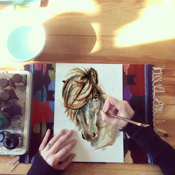 Inky Horse Blank Greeting Card