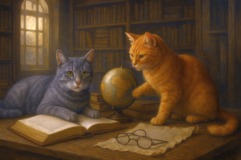 Katzen auf dem Schreibtisch