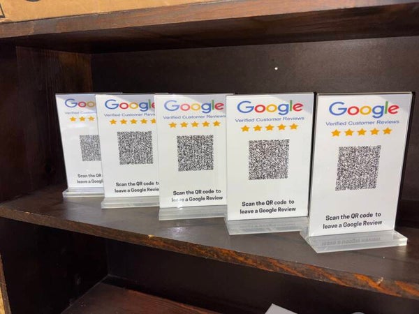 (5 Pack) 4" x 6" Double Sided Google Review Card With Acrylic Stand