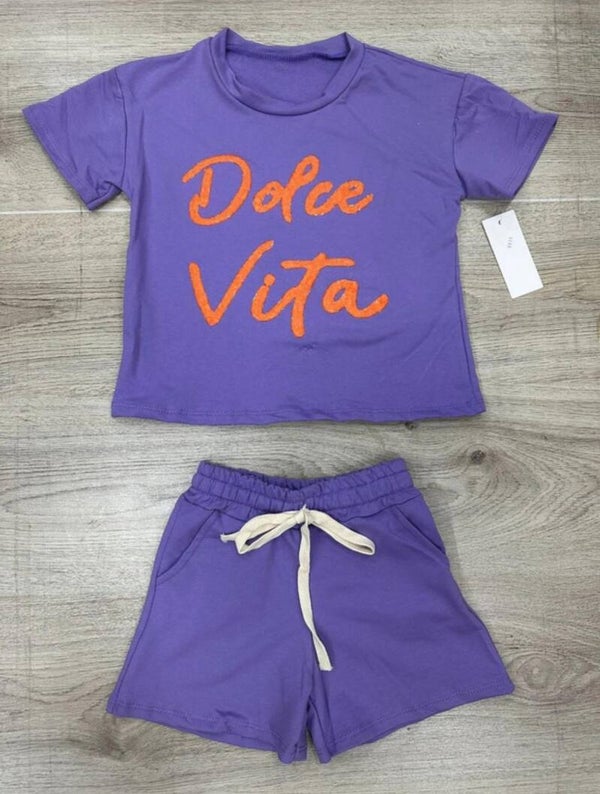Dolce Vita comfy short set - Paars