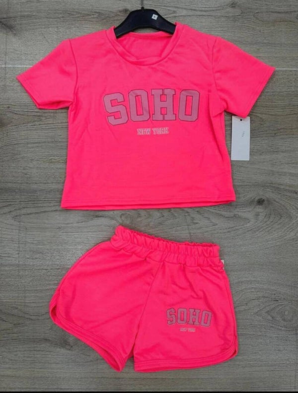 Soho comfy short set - Roze