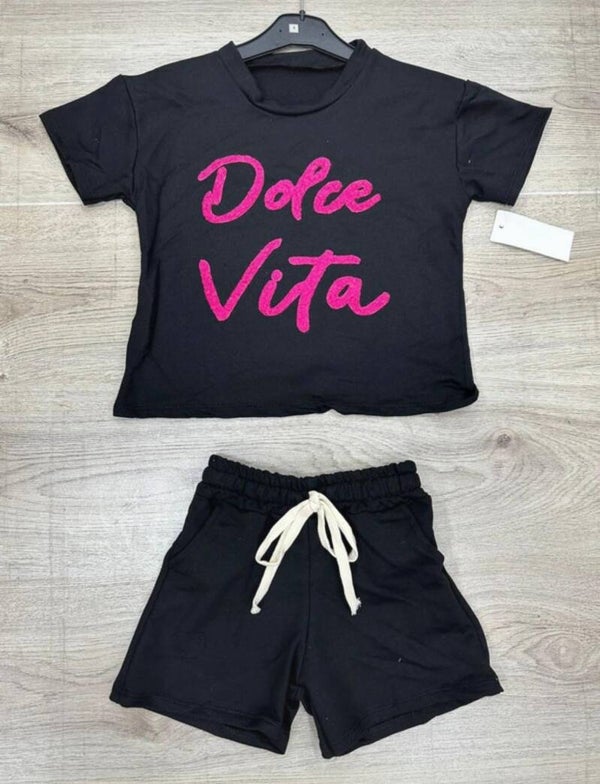 Dolce Vita comfy short set - Zwart