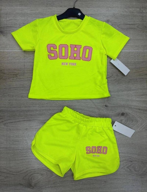 Soho comfy short set - Geel