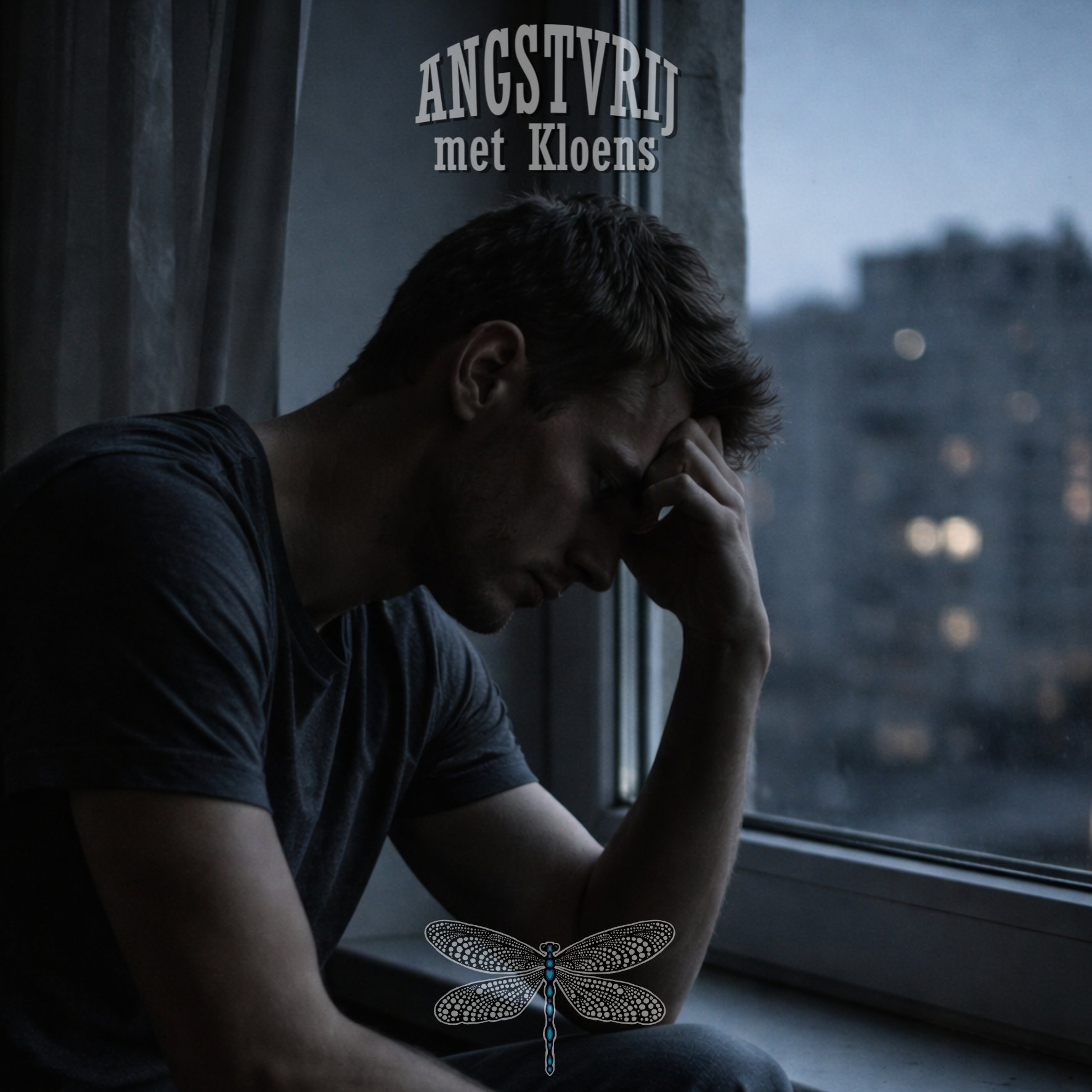 Blog over angstklachten: Man zit in stilte bij een raam met hand tegen zijn hoofd, beeld dat angstklachten en innerlijke spanning tijdens rust symboliseert.