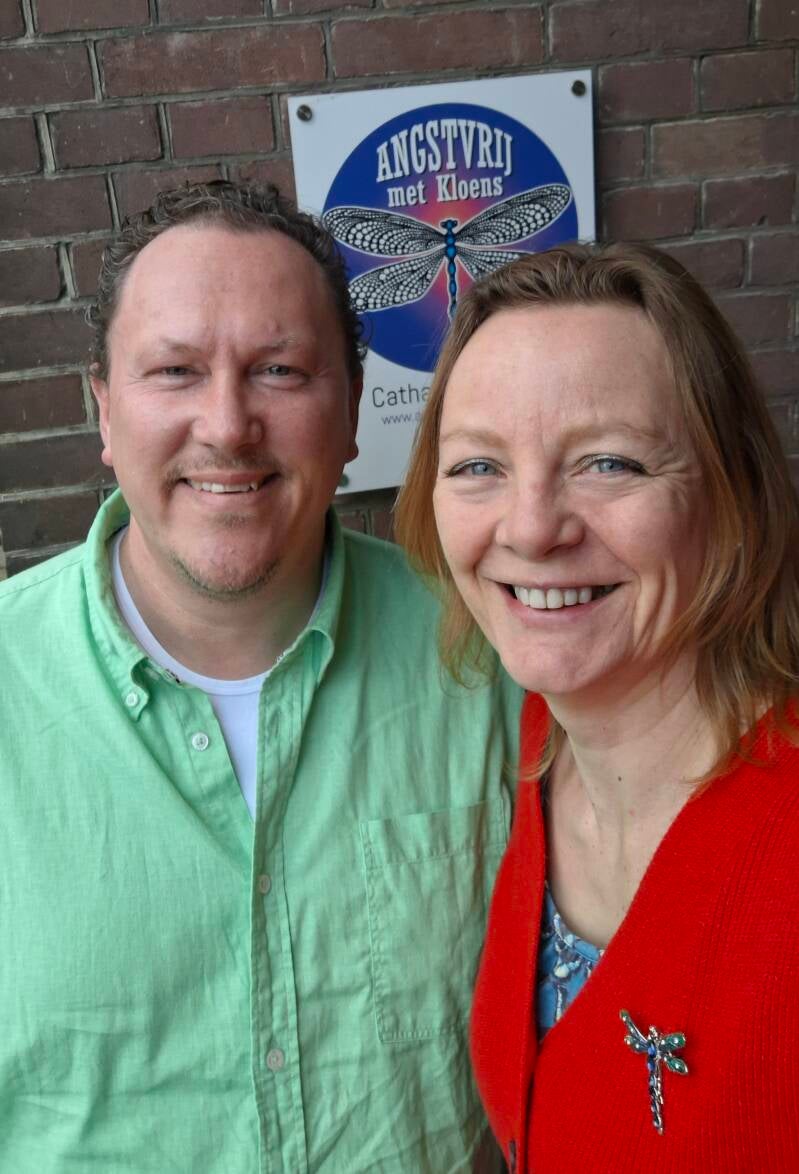 Onno Knoth, bevoegd rijinstructeur en rijangstcoach en Catharine Kloens, angstexpert en hypnotherapeut voor de praktijk van Catharine: Angstvrij met Kloens