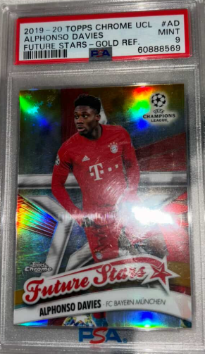Alphonso Davies 19-20 Topps Chrome UCL Future Stars - Gold /50 PSA 9