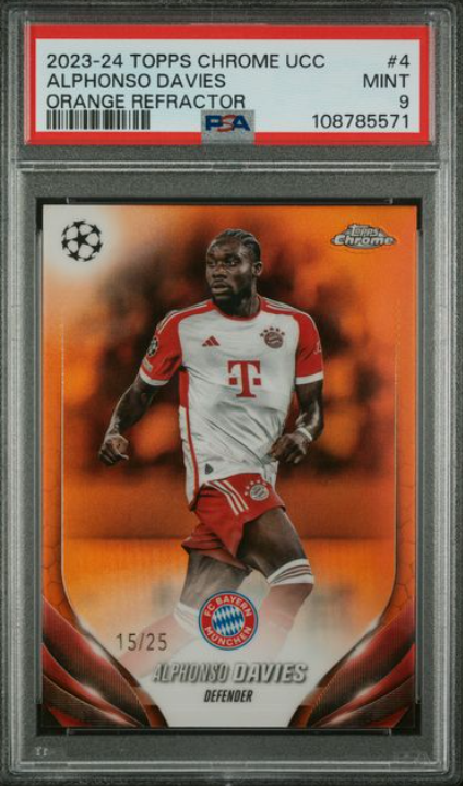 23-24 topps chrome ucc Alphonso Davies orange ref /25 PSA 9 pop 1