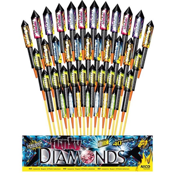 yy Funky Diamonds, 40er Set Raketen "Nico" F2 (E)