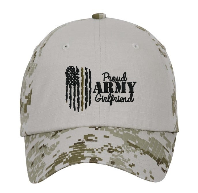 "American Flag Proud Army Girlfriend"  Port Authority® Colorblock Digital Ripstop Camouflage Cap
