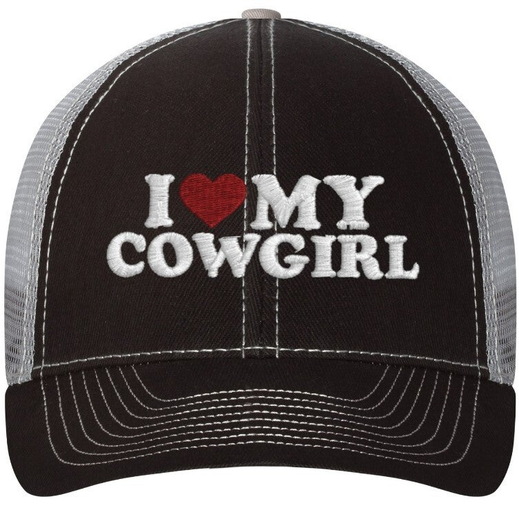 "I Love My Cowgirl/Cowboy" Mega Cap Heavy Cotton Twill Front Trucker Cap