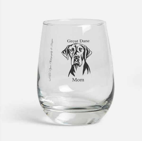 Great Dane Mom Stemless Wine Glass