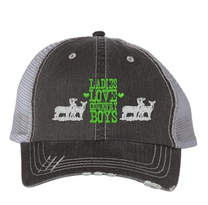 "Ladies Love Country Boys" Mega Cap® Herringbone Trucker Cap