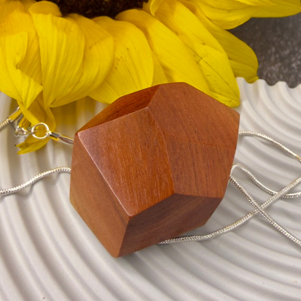 Timber gemstone pendant - Red Lancewood